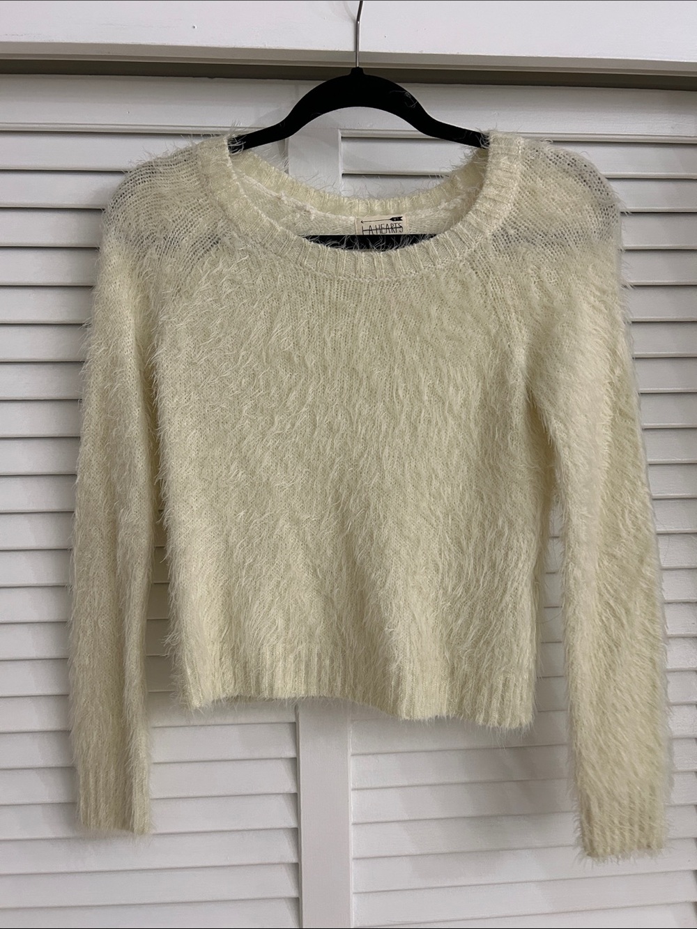 Cream Fuzzy Crew Sweater
